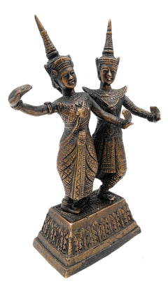 Bhunes Brass Antique Decorative And Gifting Ancient Dancing Raja Rani Sculptures,Gold, 8 Inch, 1 Piece