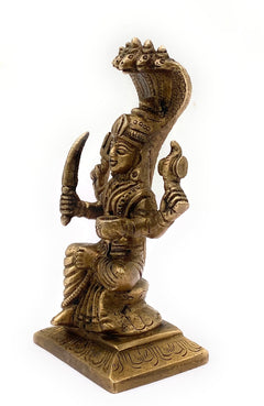 Brass Mariamman Idol Mariyamma Muthu Mariamman Yellamma Devi Statue, Peetal Amman Murti, Handcrafted Hindu Goddess Shakti Figurine,Gold, 5 Inch, 1 Piece