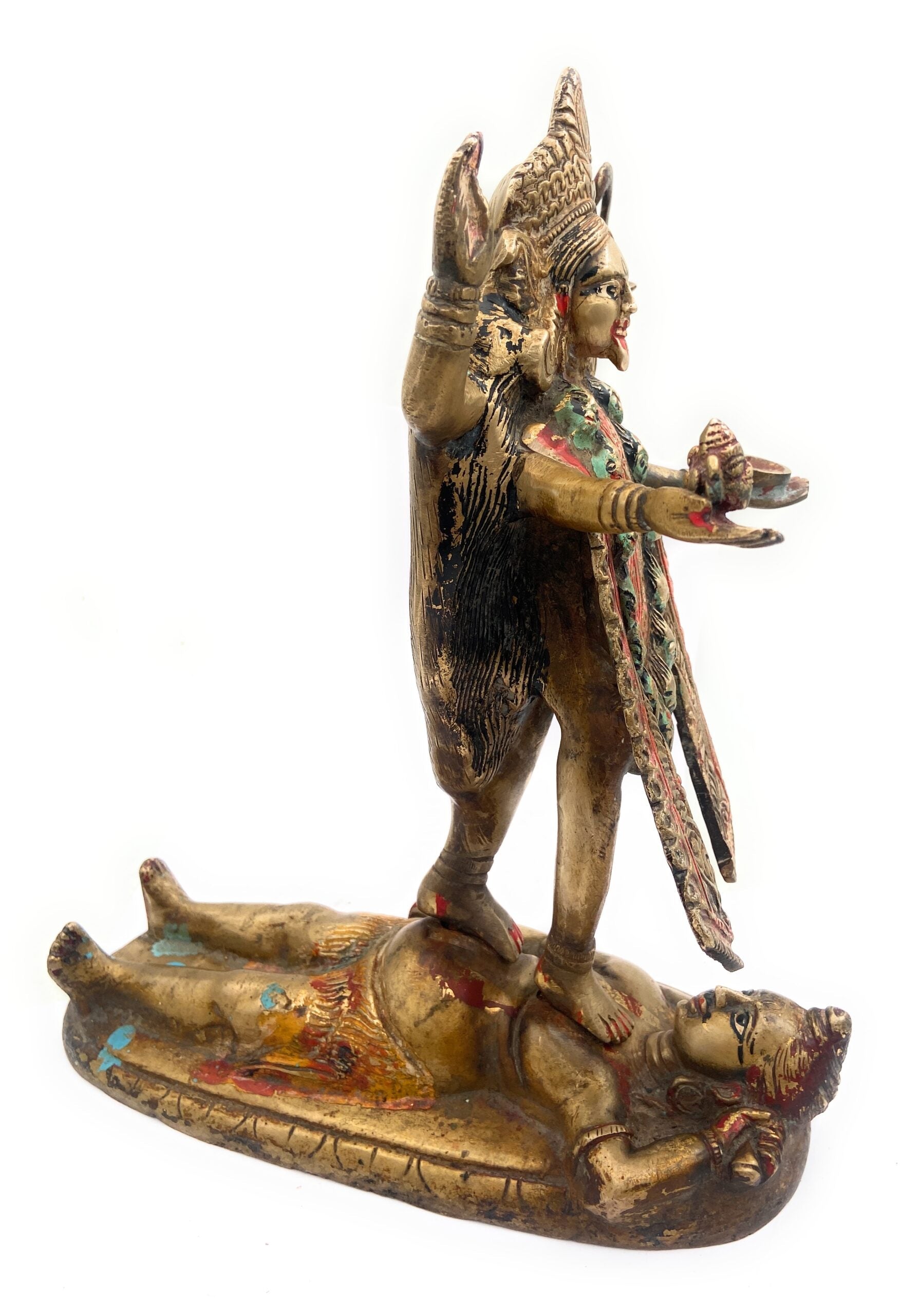 Handcrafted Brass Mahakali Durga Idol – Kali Maa, Kalika Devi, Chamundeshwari, Bhadra Kali Statue for Home Temple & Puja Decor,Gold, 11.5 Inch, 1 Piece