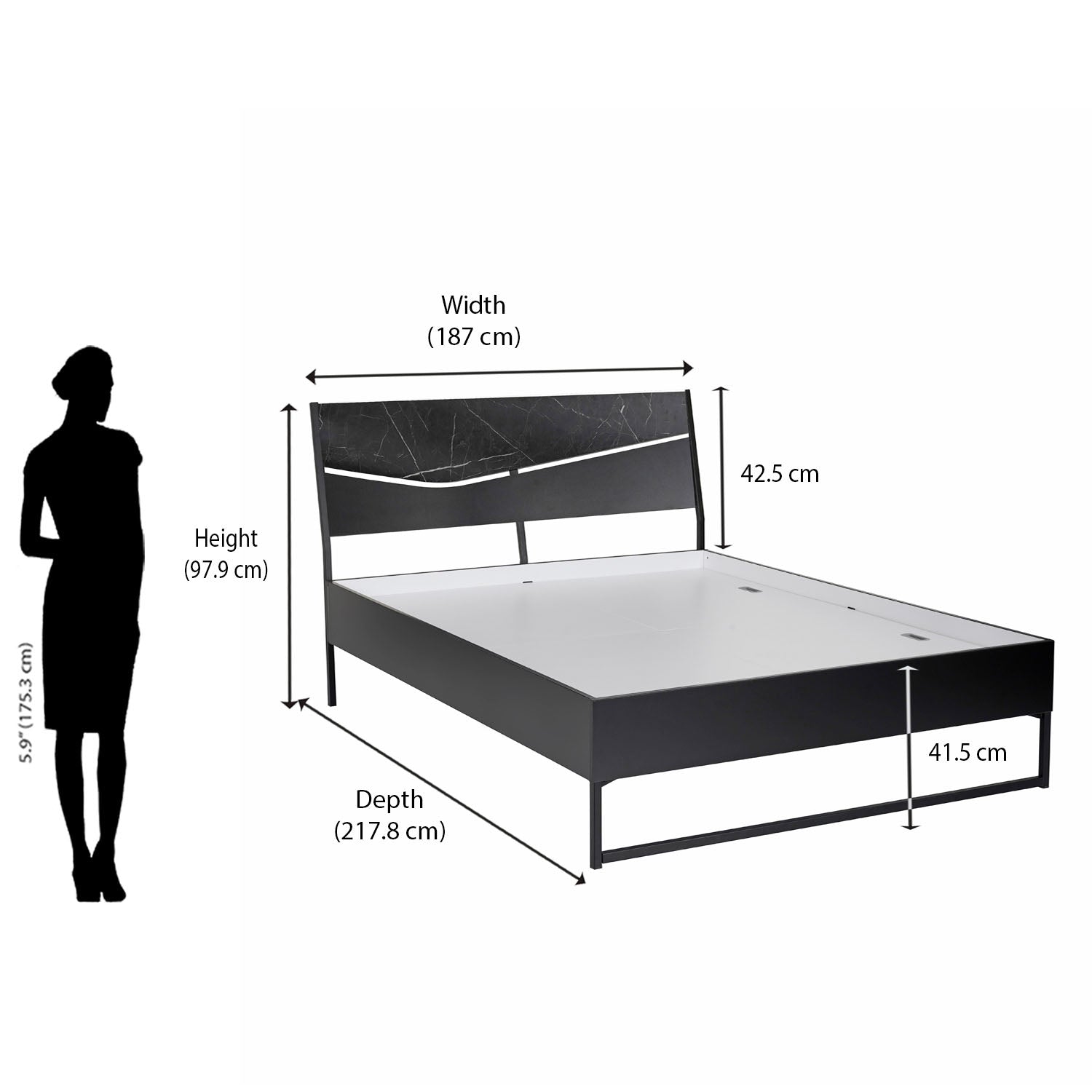 Nilkamal Urbenia Engineered Wood Without Storage King Bed (Black)