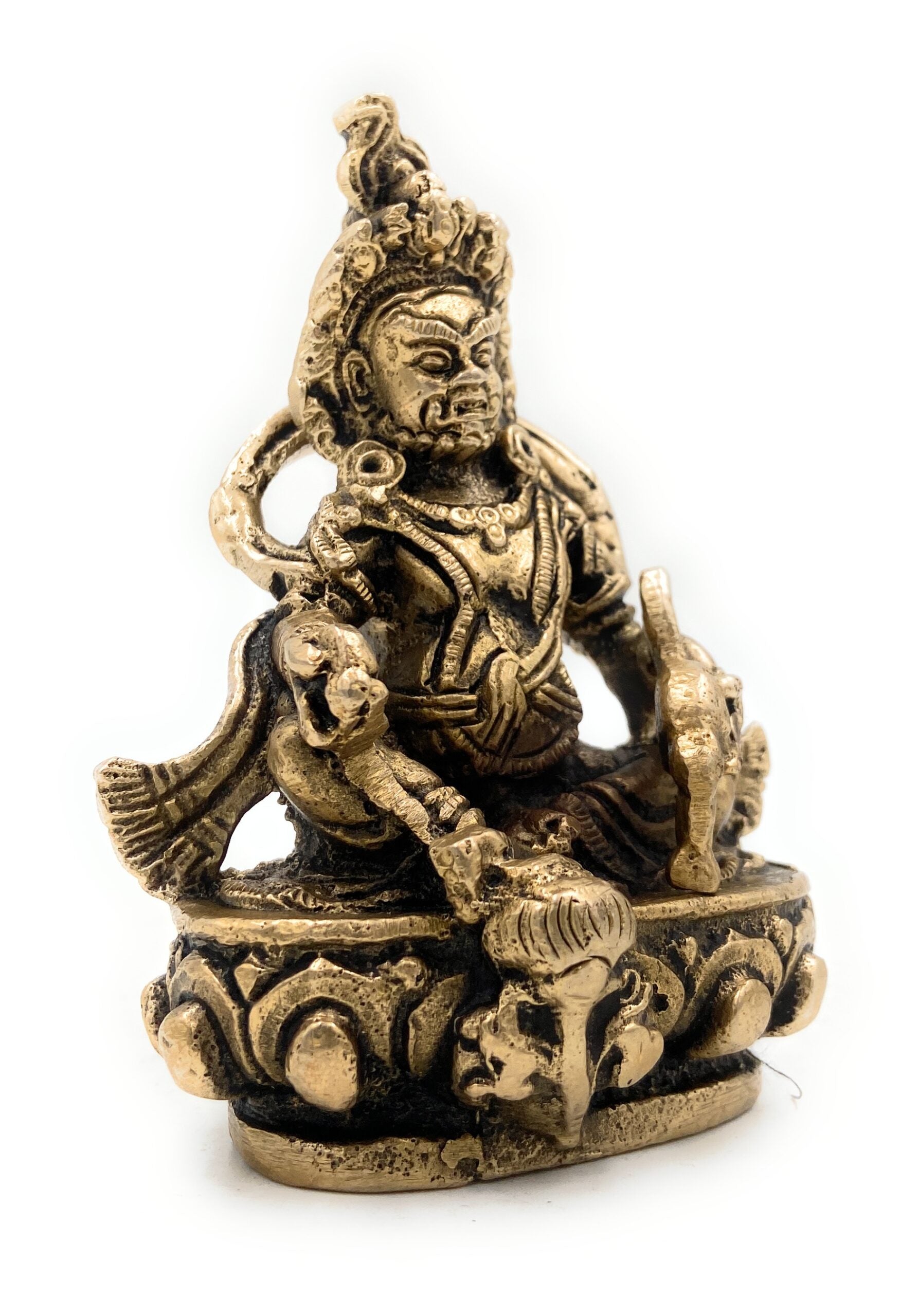 Brass Lord Kubera Idol | Kuber Murti | Kuvera Statue | Dhanapati Vaisravana Sculpture | God of Wealth Pooja Vigraham for Home, Temple & Vastu Decor,Gold, 4.5 Inch, 1 Piece