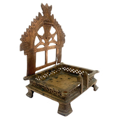 Handcrafted Brass Pooja Chowki / Puja Peetham / Bajot / Peeta / Sinhaasan, Traditional Puja Platform for Home Mandir & Temple Rituals,Brown, 7 Inch, 1 Piece