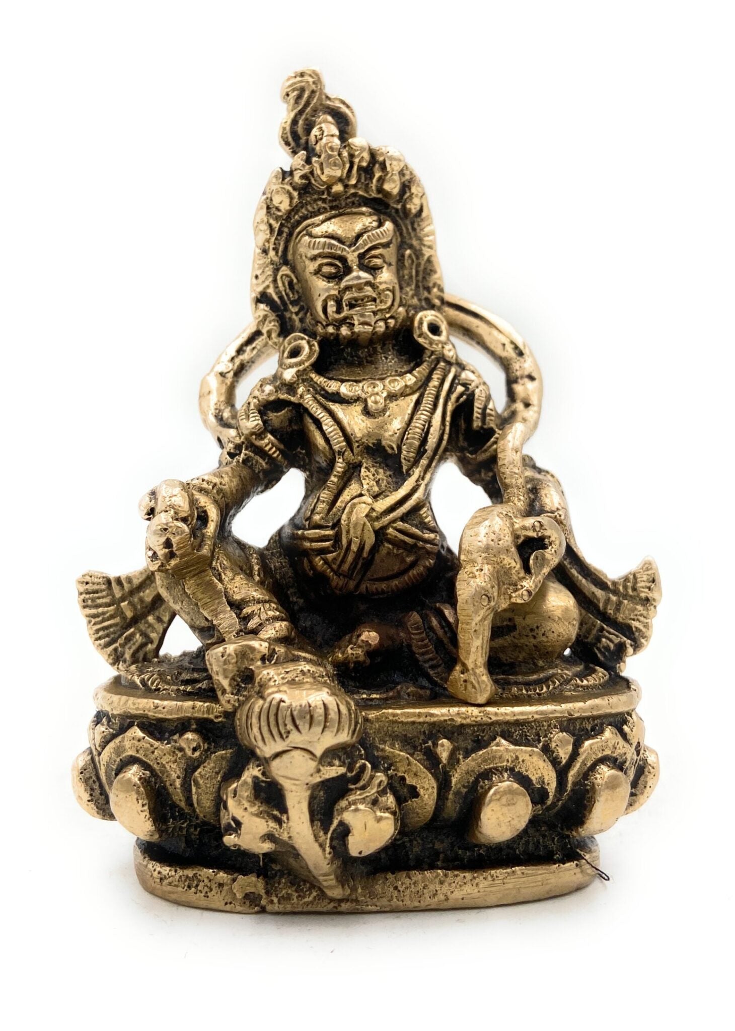 Brass Lord Kubera Idol | Kuber Murti | Kuvera Statue | Dhanapati Vaisravana Sculpture | God of Wealth Pooja Vigraham for Home, Temple & Vastu Decor,Gold, 4.5 Inch, 1 Piece