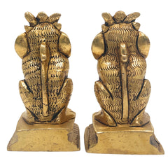Handcrafted Brass Lion Yali Prabhaval Idol, Peetal/Pittal Temple & Pooja Showpiece, Home Décor, Photo & Mirror Frame, Vastu Lucky Lion Statue,Gold, 3.5 Inch, 1 Piece