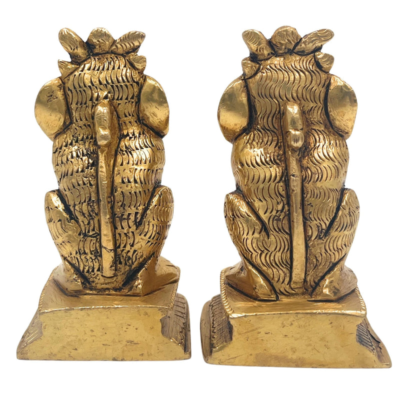 Handcrafted Brass Lion Yali Prabhaval Idol, Peetal/Pittal Temple & Pooja Showpiece, Home Décor, Photo & Mirror Frame, Vastu Lucky Lion Statue,Gold, 3.5 Inch, 1 Piece
