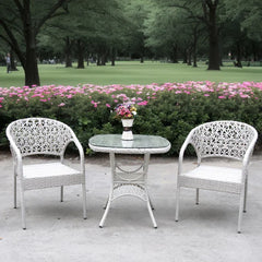 Sybil Outdoor Patio Seating Set 2 Chairs and 1 Table Set (White)