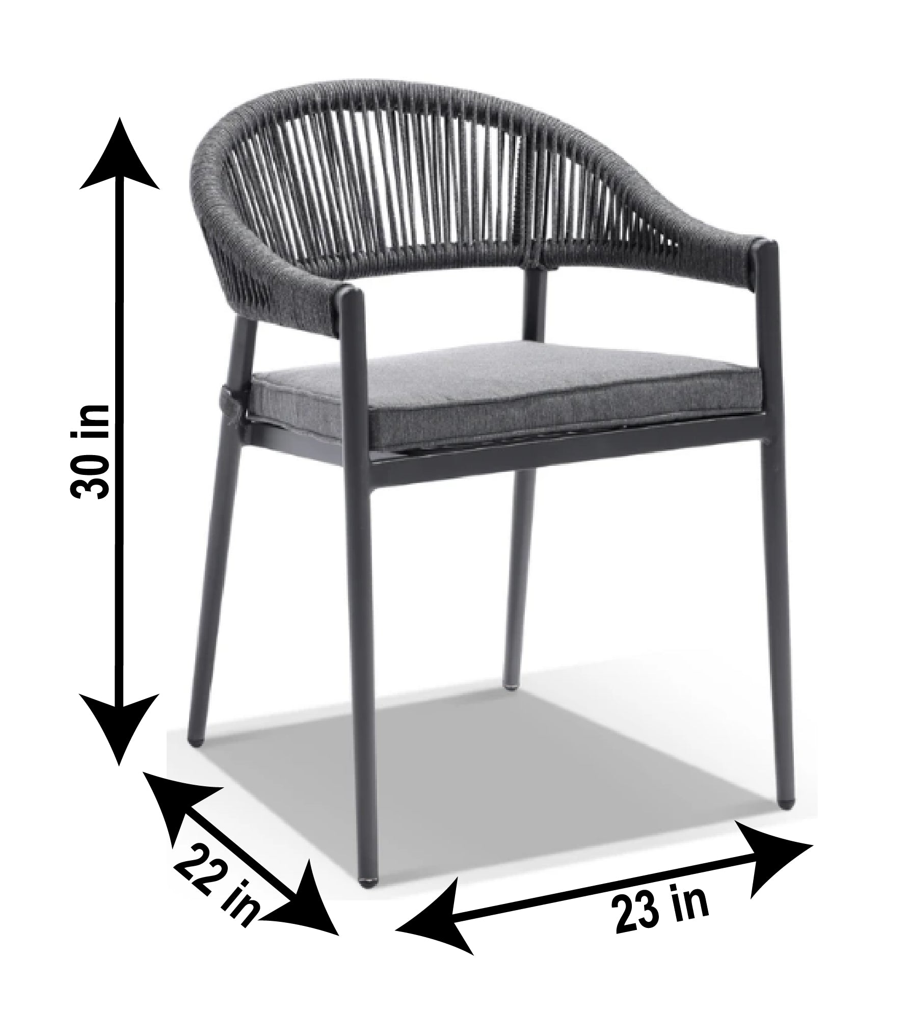 Maven Outdoor Patio Seating Set 4 Chairs and 1 Table Set (Dark Grey) Braided & Rope