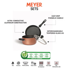 Meyer Non-Stick 3pcs Cookware Set (2.8L/20cm Casserole/Biryani Pot + 24cm Flat Dosa Tawa)