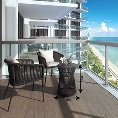 Pico Outdoor Patio Seating Set 2 Chairs and 1 Table Set (Black) Braided & Rope