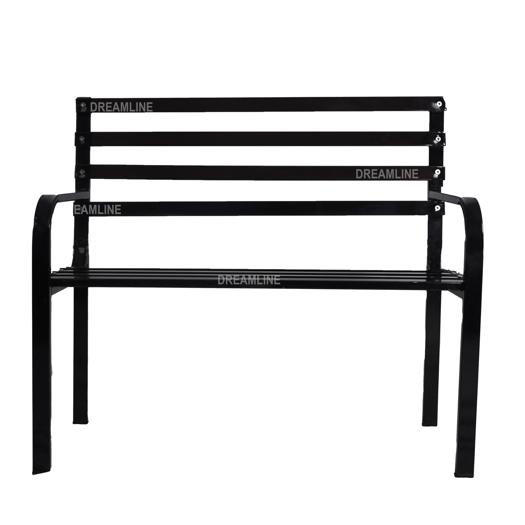 Carrillo Metal 2 Seater and 1 Table Garden Bench for Outdoor Park - (Black)