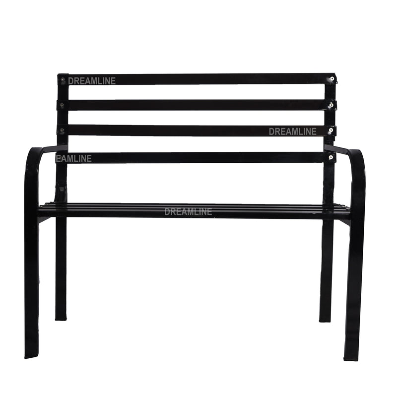 Carrillo Metal 2 Seater and 1 Table Garden Bench for Outdoor Park - (Black)
