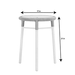 Scry Outdoor Patio Seating Set 2 Chairs and 1 Table Set (Silver + White) Braided & Rope