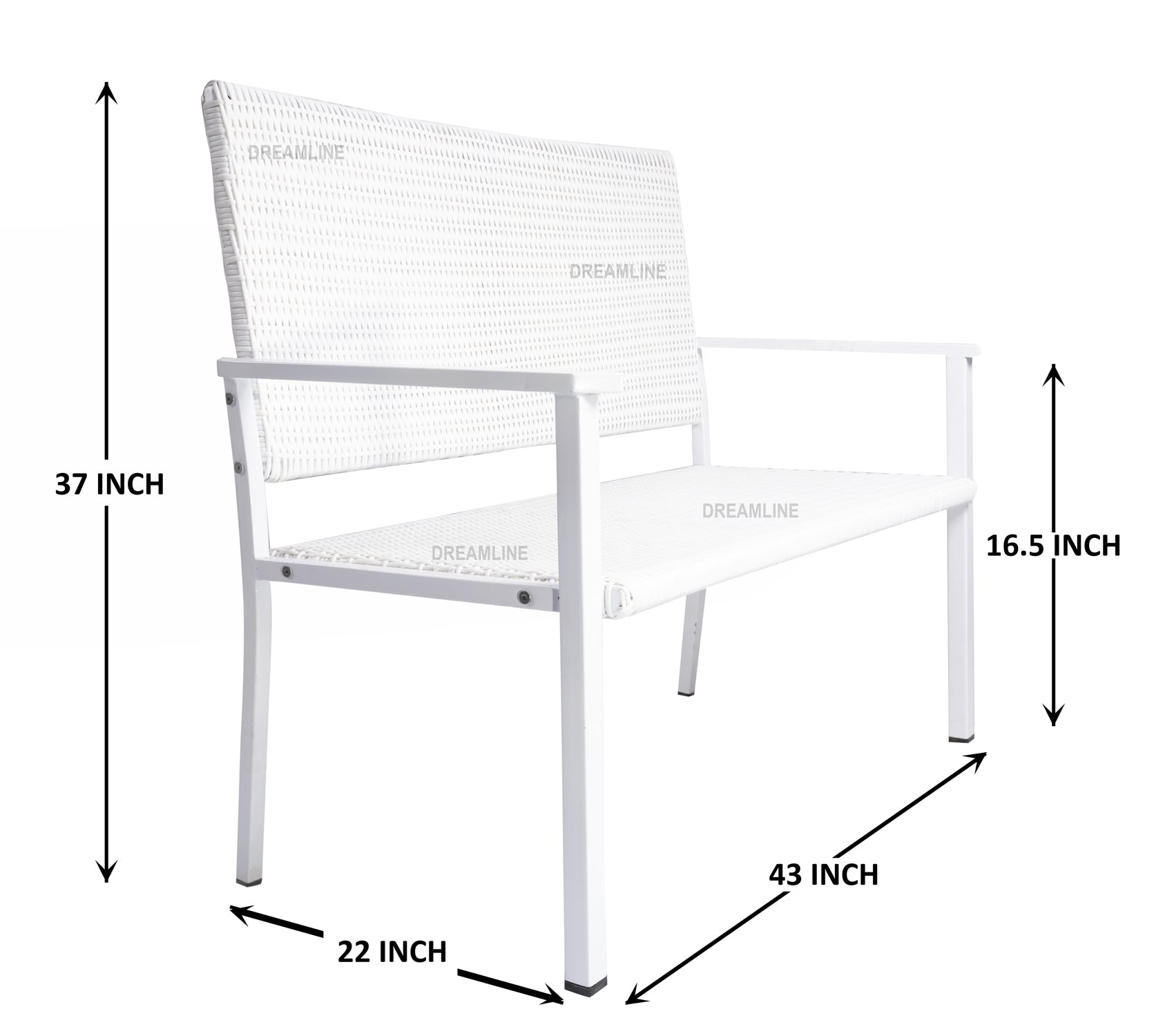 Bolton Wicker 2 Seater Garden Bench for Indoor & Outdoor Park - (White)