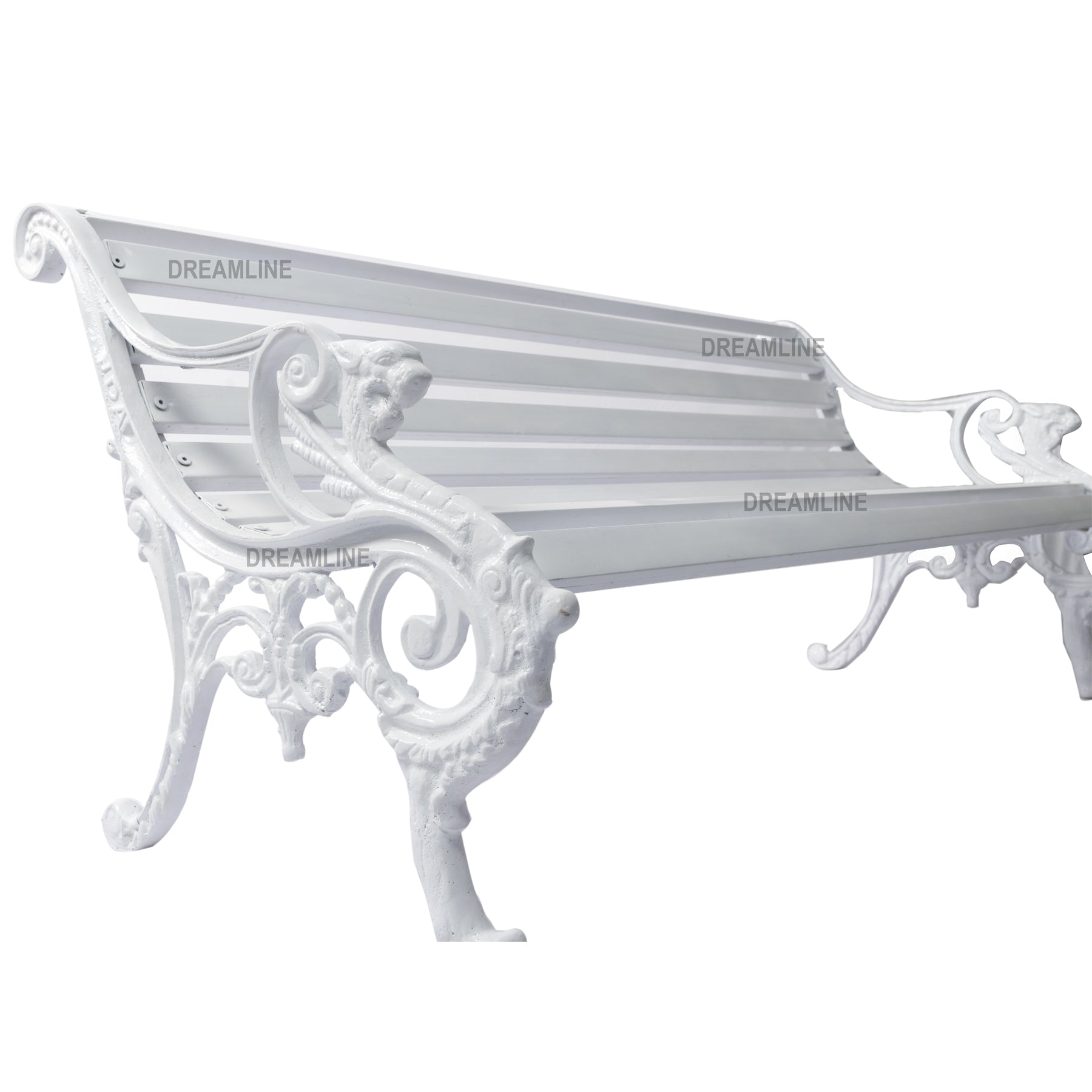 Zahraa Cast Iron 3 Seater Garden Bench for Outdoor Park - (White)