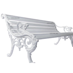 Zahraa Cast Iron 3 Seater Garden Bench for Outdoor Park - (White)