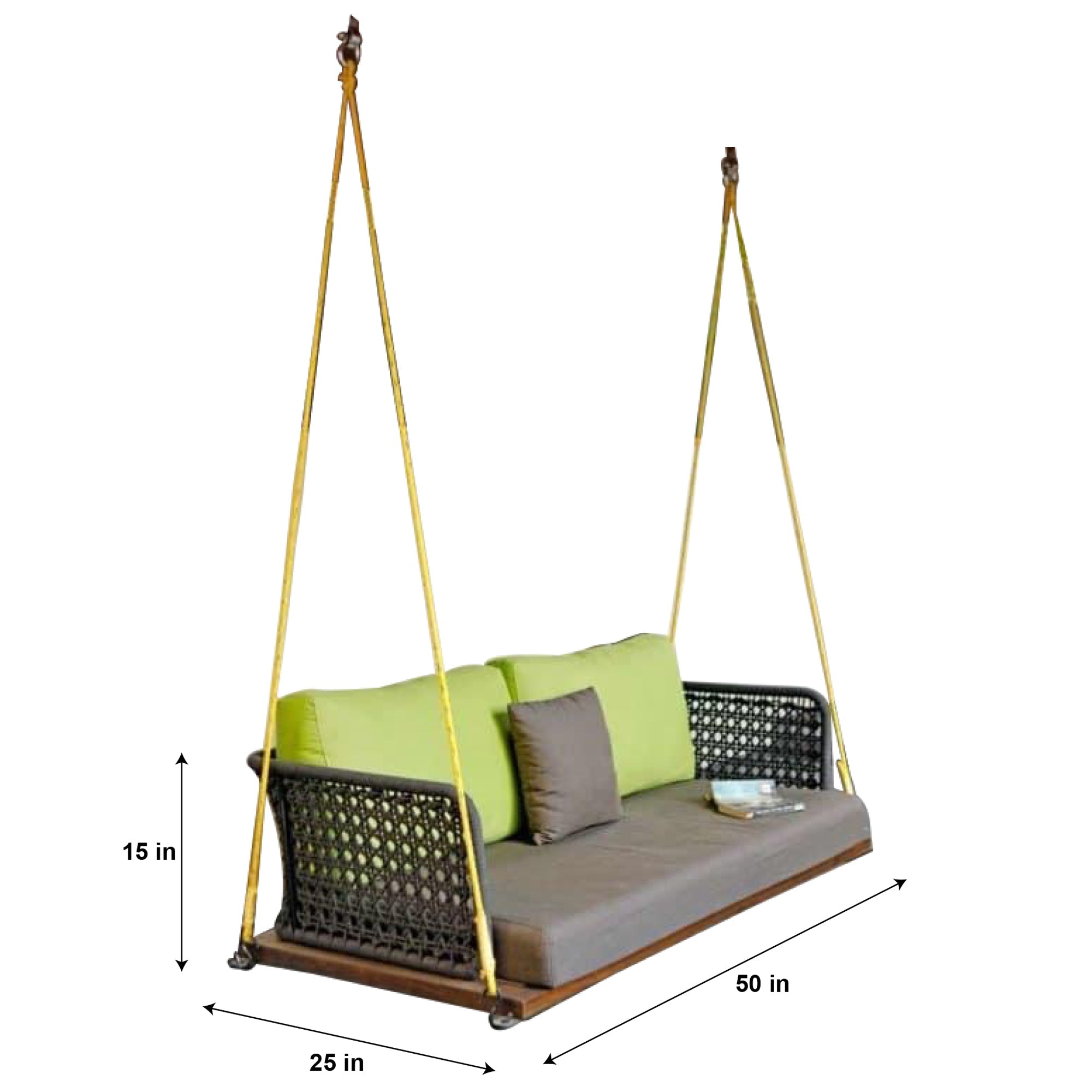 Mercado Double Seater Hanging Swing Without Stand For Balcony , Garden Swing (Grey) Braided & Rope
