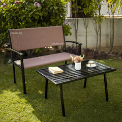 Zac Wicker 2 Seater and 1 Table Garden Bench for Outdoor Park - (Brown)