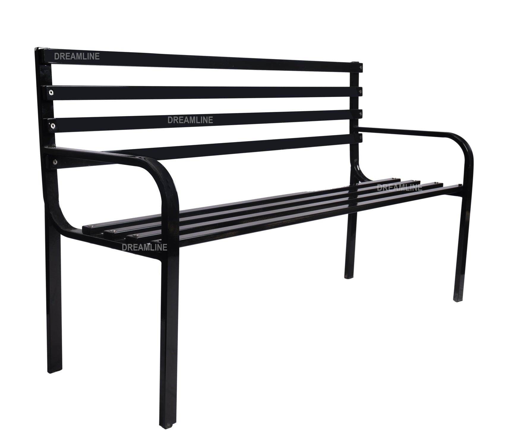 Boyle Metal 3 Seater and 1 Table Garden Bench for Outdoor Park - (Black)