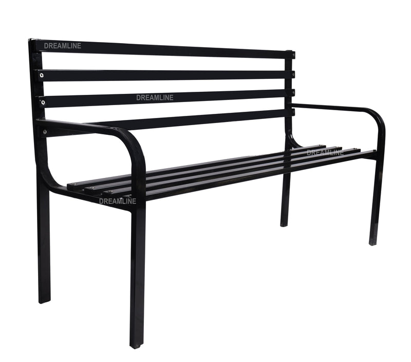 Boyle Metal 3 Seater and 1 Table Garden Bench for Outdoor Park - (Black)