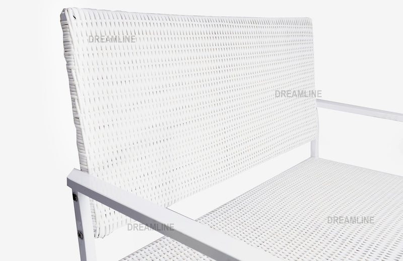 Bolton Wicker 2 Seater Garden Bench for Indoor & Outdoor Park - (White)