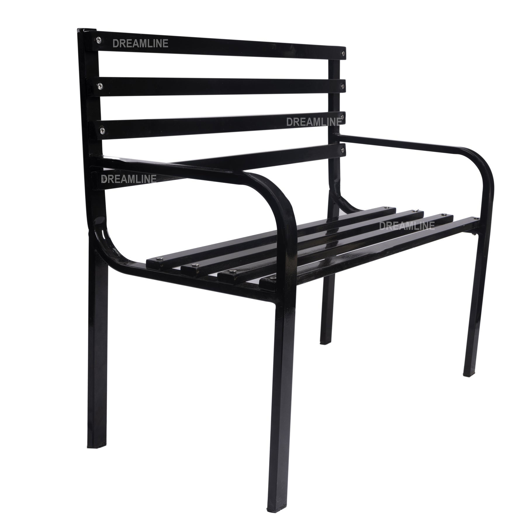 Carrillo Metal 2 Seater and 1 Table Garden Bench for Outdoor Park - (Black)