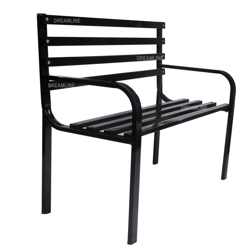 Carrillo Metal 2 Seater and 1 Table Garden Bench for Outdoor Park - (Black)