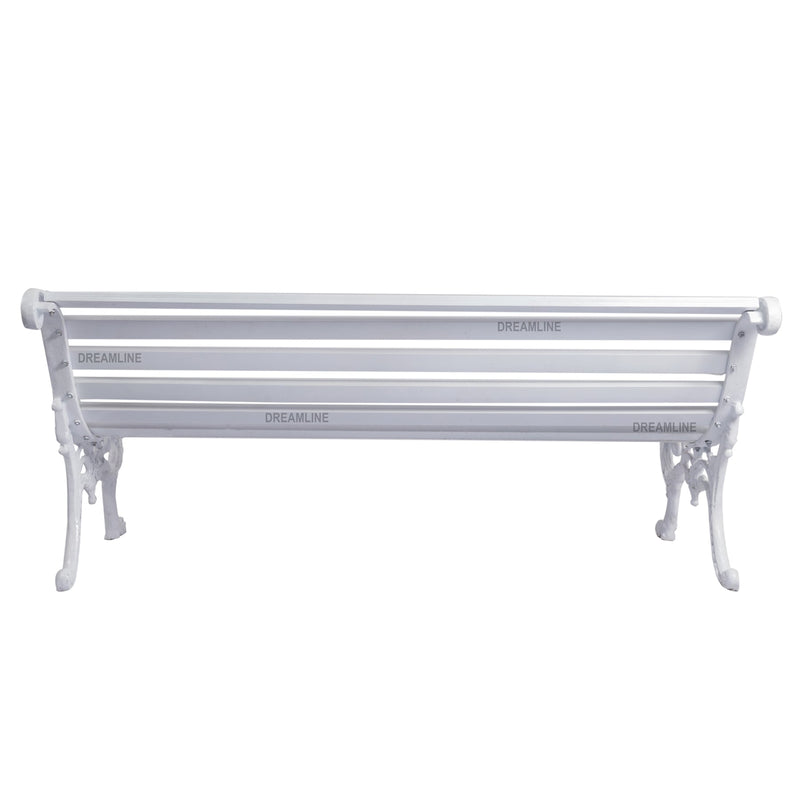 Zahraa Cast Iron 3 Seater Garden Bench for Outdoor Park - (White)