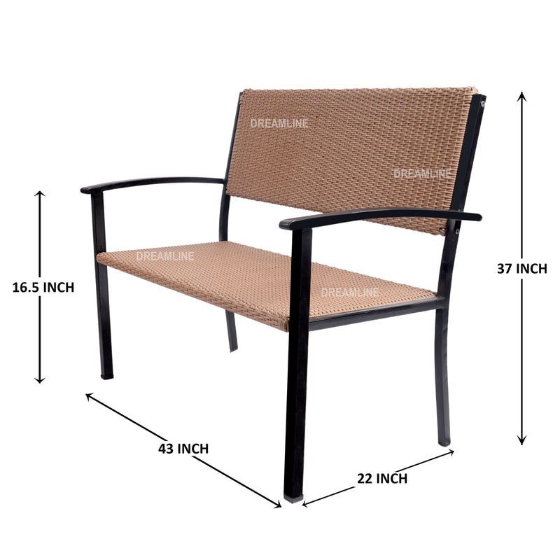Gemma Wicker 2 Seater Garden Bench for Outdoor Park - (Brown)