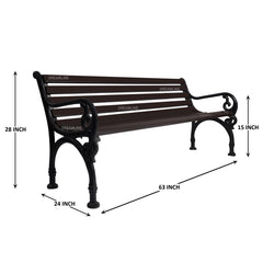 Ruben Cast Iron 3 Seater Garden Bench for Outdoor Park - (Brown)