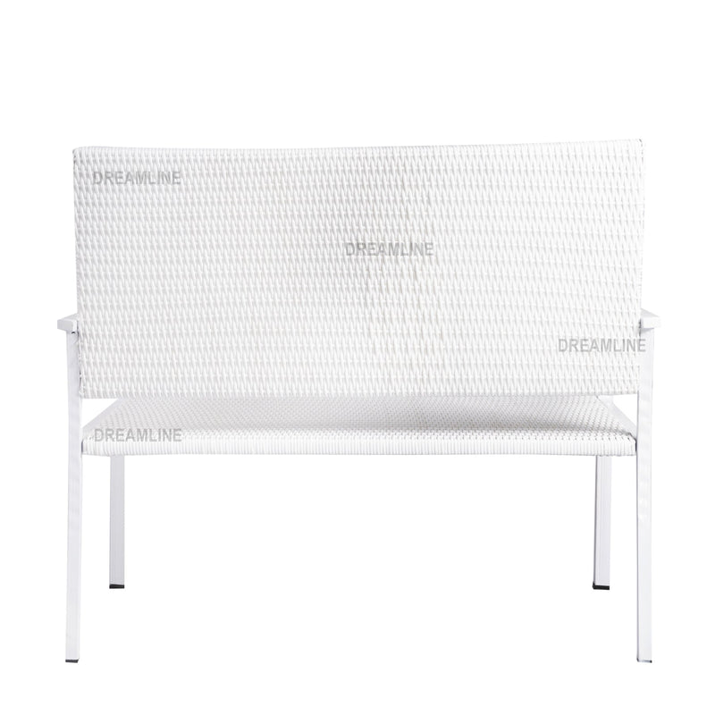Bolton Wicker 2 Seater Garden Bench for Indoor & Outdoor Park - (White)