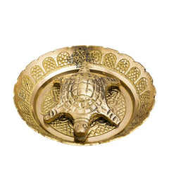 Brass Handmade Open Mouth Tortoise with Bowl