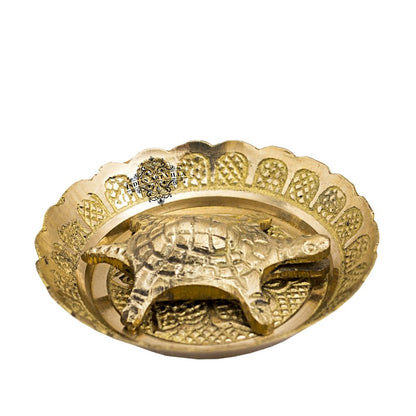 Brass Handmade Open Mouth Tortoise with Bowl