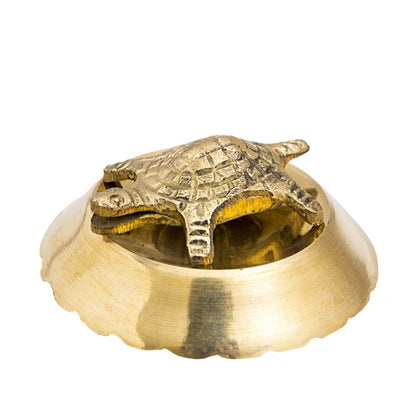 Brass Handmade Open Mouth Tortoise with Bowl