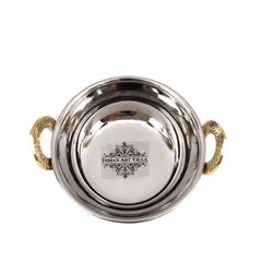 Steel Hammered Design Kadhai with Brass Handle