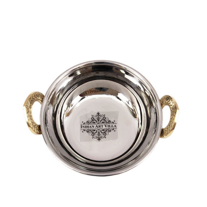 Steel Hammered Design Kadhai with Brass Handle