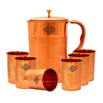 Handcrafted Pure Copper Luxury Design Jug & Glass with Box, Drinkware Gift Set