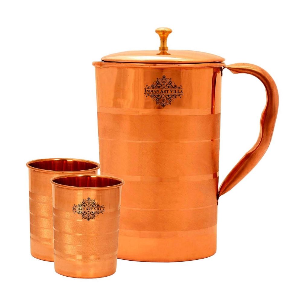 Handcrafted Pure Copper Luxury Design Jug & Glass with Box, Drinkware Gift Set