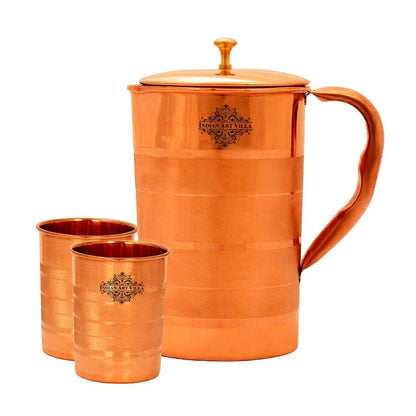 Handcrafted Pure Copper Luxury Design Jug & Glass with Box, Drinkware Gift Set