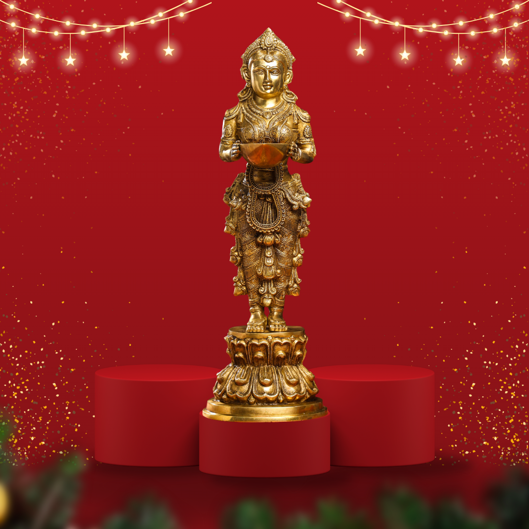Brass Deep Lakshmi Idol