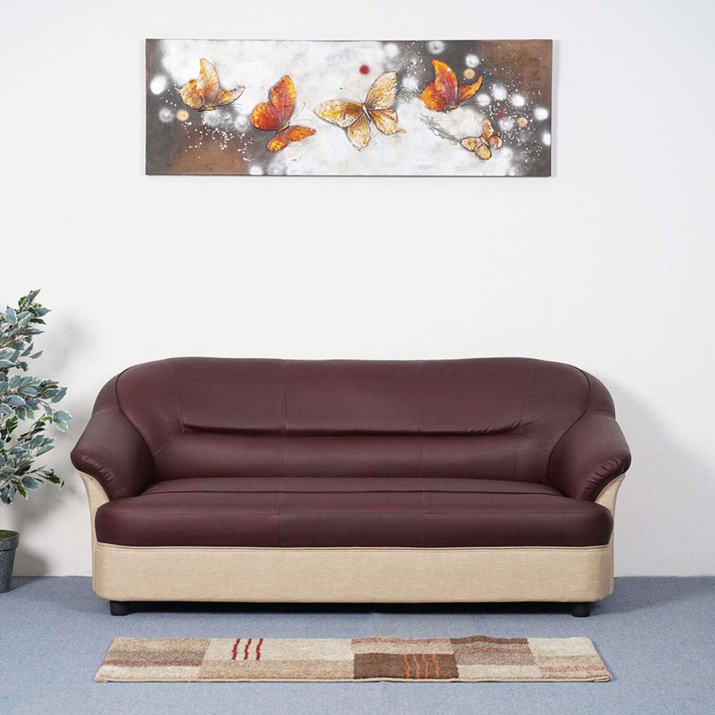 Nilkamal Bright 3 Seater Sofa (Maroon Beige)