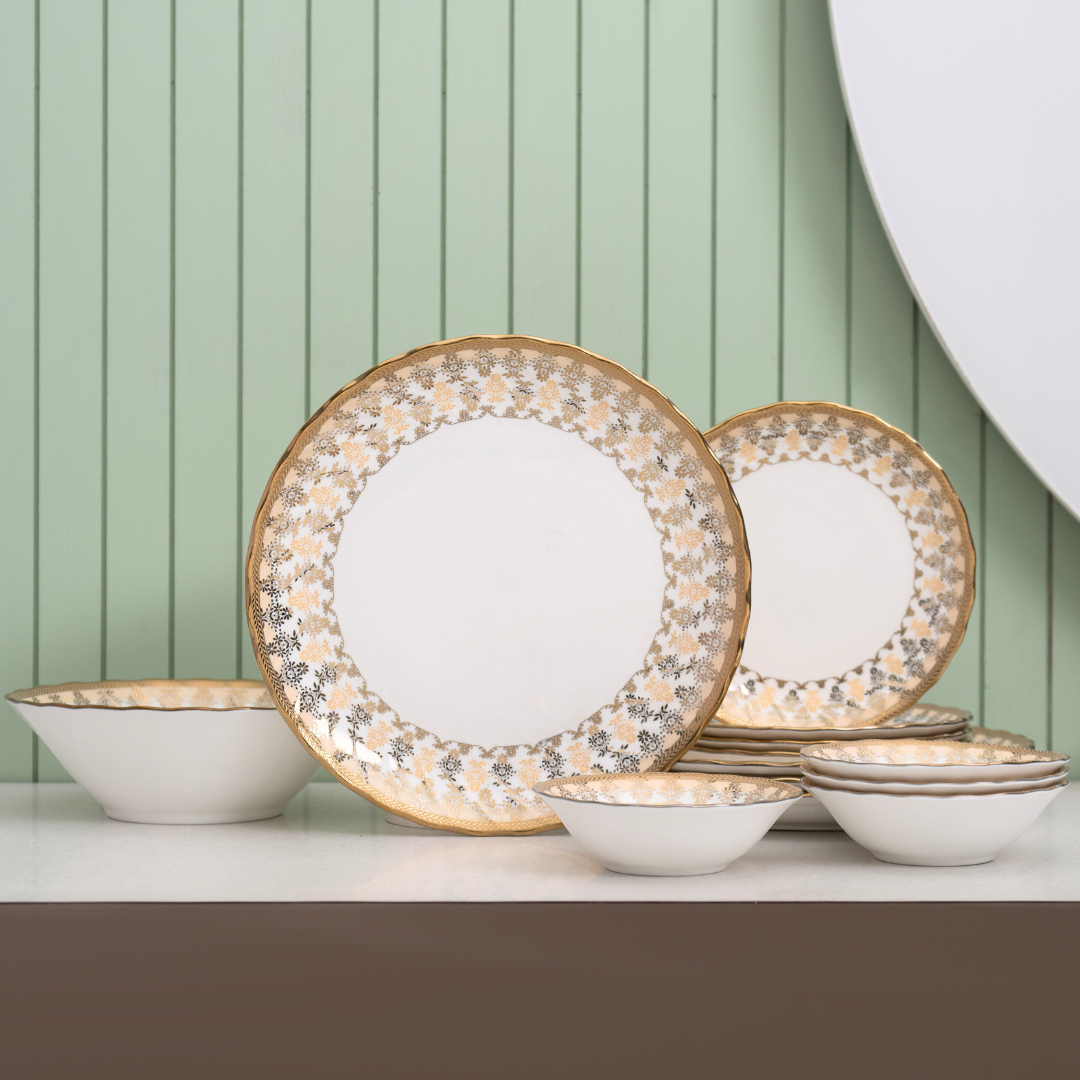 Karina Ebony Dinner Set of 13 (E625), For Family of 4