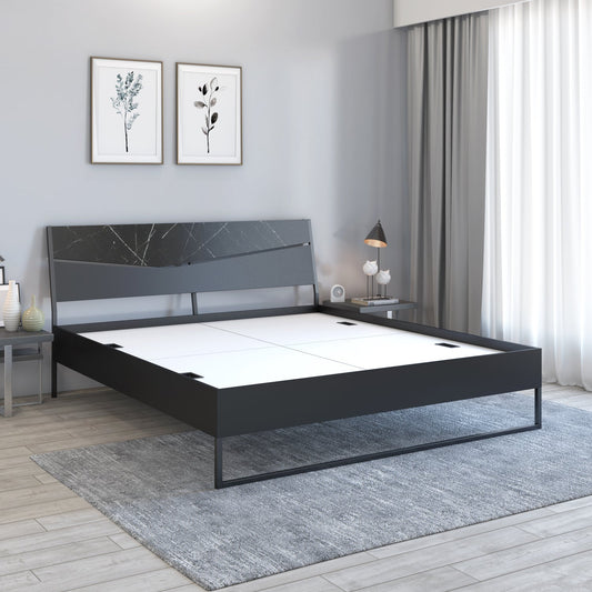 Nilkamal Urbenia Engineered Wood Without Storage Queen Bed (Black)