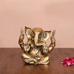 Brass Appu Ganesha With Big Ears Sitting Idol (4.5 Inch)