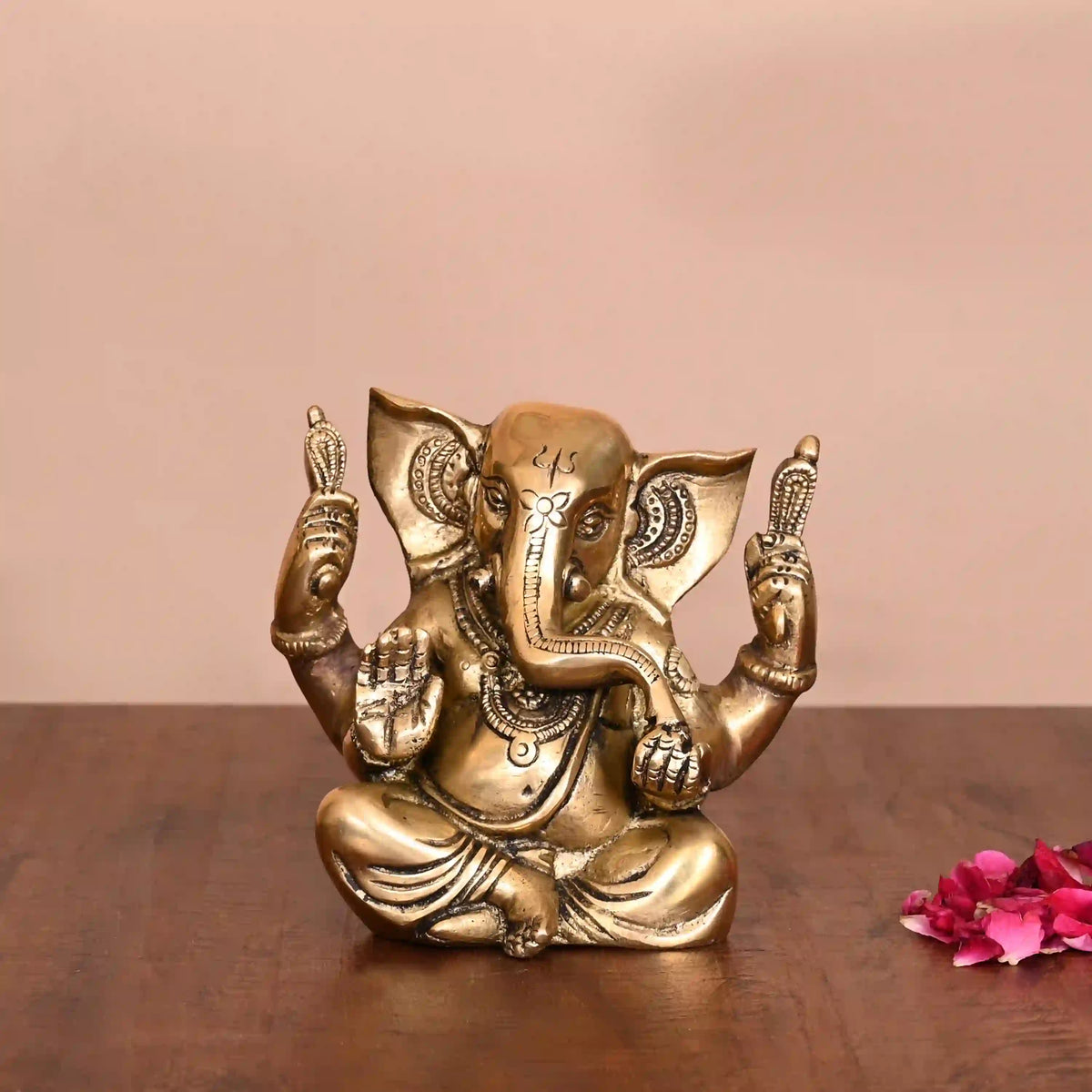 Brass Appu Ganesha With Big Ears Sitting Idol (4.5 Inch)