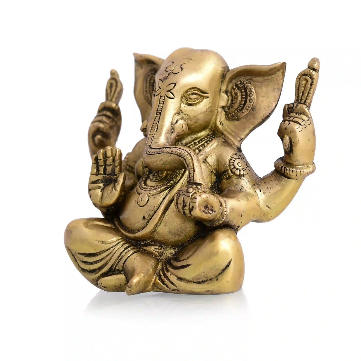 Brass Appu Ganesha With Big Ears Sitting Idol (4.5 Inch)
