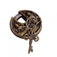 Brass Ganesha Lakshmi Round Door Lock With Three Keys (3 Inch)