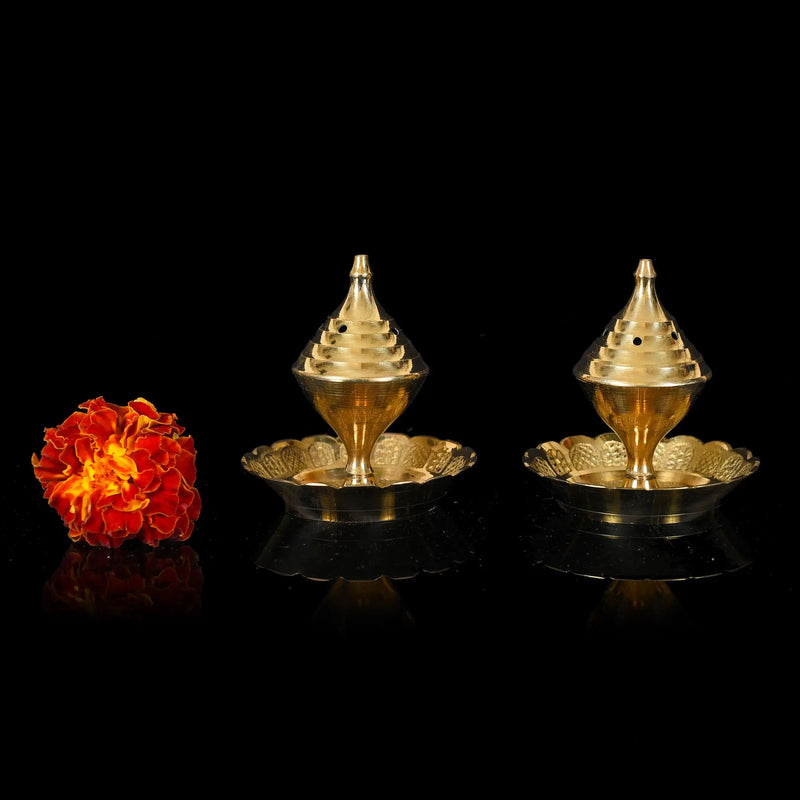 Brass Incense Holder/Agardan Pair (2.5 Inch)