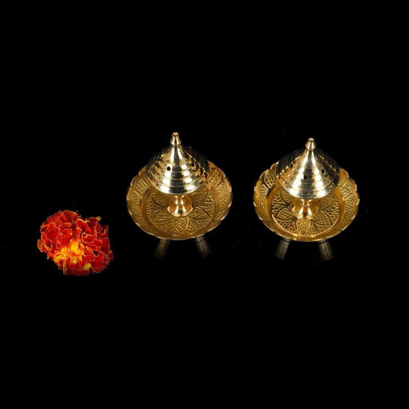Brass Incense Holder/Agardan Pair (2.5 Inch)