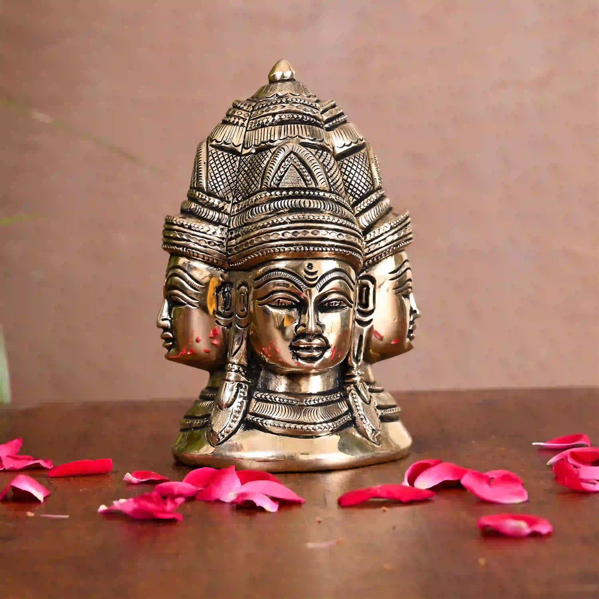 Brass Shiva Four Face Mukhlingam Idol (5 Inch)