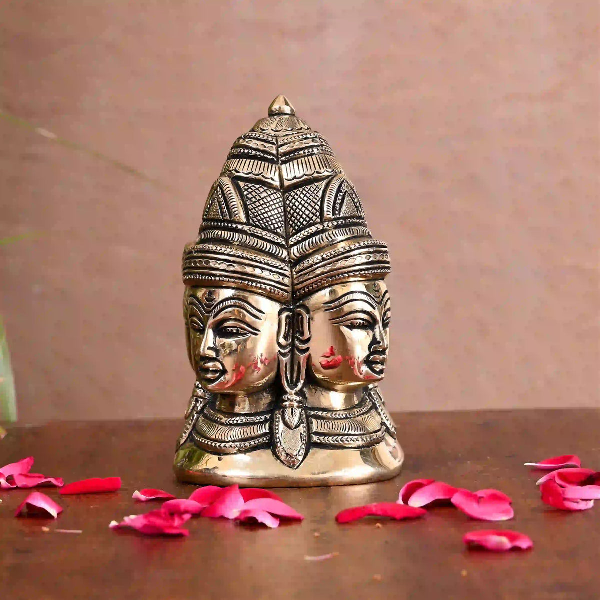 Brass Shiva Four Face Mukhlingam Idol (5 Inch)